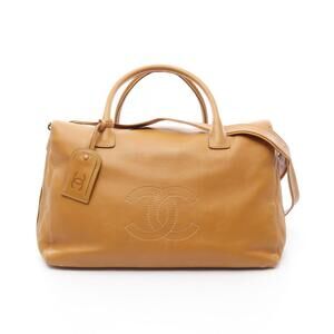 Chanel Coco Mark Boston Bag Leather Brown
